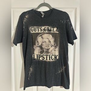 Graphic Dolly Tee with Guts, Grit, & Lipstick Design